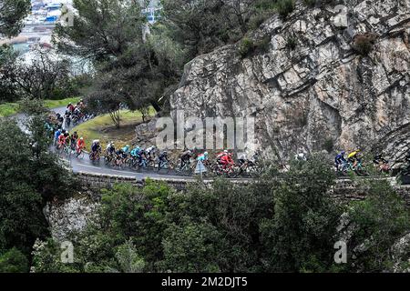 Illustration, aufgenommen in der siebten Etappe des Radrennen Paris-Nizza 76., 175km von Nizza nach Valdeblore La Colmiane, Frankreich, Samstag, 10. März 2018. Das Rennen beginnt am 4.. Und endet am 11.. März. BELGA FOTO DAVID STOCKMAN Stockfoto