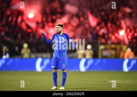 Genks Alejandro Pozuelo wurde während eines Fußballspiels zwischen KRC Genk und Standard de Liege, dem Endspiel des Croky-Cup-Wettbewerbs, am Samstag, den 17. März 2018 in Brüssel gezeigt. BELGA FOTO YORICK JANSENS Stockfoto