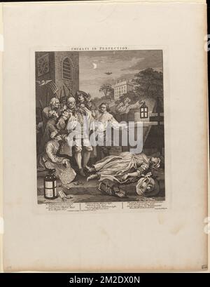 Grausamkeit in Perfektion, Tote, Kriminelle, Hogarth, William, 1697-1764. Vier Stufen der Grausamkeit. William Hogarth (1697-1764). Abzüge Stockfoto