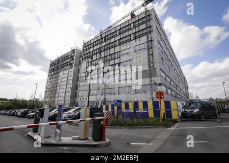 Abbildung zeigt die Baustelle des neuen Erasme-Krankenhauses (Krankenhaus der Freien ULB-Universität Brüssel), Dienstag, den 10. April 2018, in Anderlecht, Brüssel. BELGA FOTO THIERRY ROGE Stockfoto