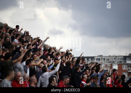 Antwerp's supporters pictured before the Jupiler Pro League match between Royal Antwerp and Beerschot-Wilrijk, in Antwerp, Sunday 15 April 2018, on day three of the Play-Off 2B of the Belgian soccer championship. BELGA PHOTO YORICK JANSENS Stock Photo