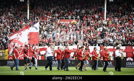 Antwerp's supporters pictured before the Jupiler Pro League match between Royal Antwerp and Beerschot-Wilrijk, in Antwerp, Sunday 15 April 2018, on day three of the Play-Off 2B of the Belgian soccer championship. BELGA PHOTO YORICK JANSENS Stock Photo