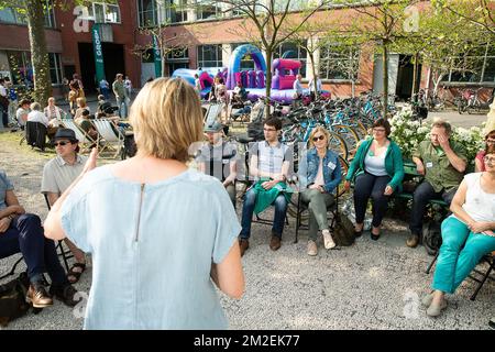 Abbildung zeigt den Start des Wahlkampfes der flämischen Grünen Partei Groen im Vorfeld der Kommunalwahlen 2018 am Samstag, den 21. April 2018, in Gent. BELGA FOTO JAMES ARTHUR GEKIERE Stockfoto