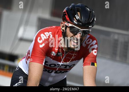 Die belgische Jelle Vanendert von Lotto Soudal wurde bei der 104rth. Auflage des eintägigen Radrennen Lüttich-Bastogne-Lüttich am Sonntag, den 22. April 2018, 258 km in Lüttich fotografiert. BELGA FOTO YORICK JANSENS Stockfoto