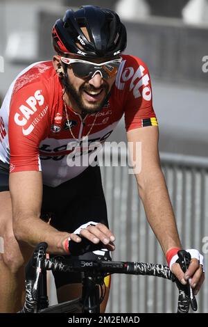 Die belgische Jelle Vanendert von Lotto Soudal wurde bei der 104rth. Auflage des eintägigen Radrennen Lüttich-Bastogne-Lüttich am Sonntag, den 22. April 2018, 258 km in Lüttich fotografiert. BELGA FOTO YORICK JANSENS Stockfoto