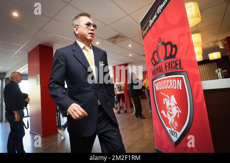 Mouscron's new shareholder Thai Pairoj Piempongsant arrives for a press conference of Belgian first division soccer team Royal Excel Mouscron, in Mouscron, Tuesday 08 May 2018, to present their new shareholder. BELGA PHOTO VIRGINIE LEFOUR Stock Photo