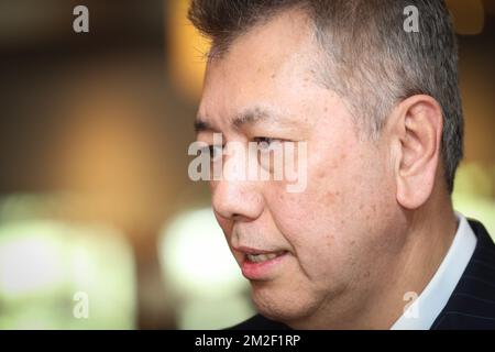 Mouscron's new shareholder Thai Pairoj Piempongsant pictured after a press conference of Belgian first division soccer team Royal Excel Mouscron, in Mouscron, Tuesday 08 May 2018, to present their new shareholder. BELGA PHOTO VIRGINIE LEFOUR Stock Photo