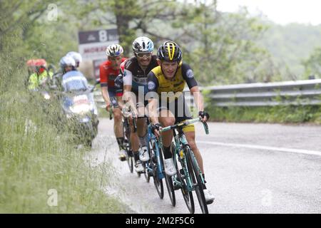 Dutch Koen Bouwman of Team LottoNL-Jumbo pictured in the break-away group during stage 8 of the 101st edition of the Giro D'Italia cycling tour, 209km from Praia a Mare to Montevergine di Mercogliano, Italy, Saturday 12 May 2018. BELGA PHOTO YUZURU SUNADA FRANCE OUT  Stock Photo