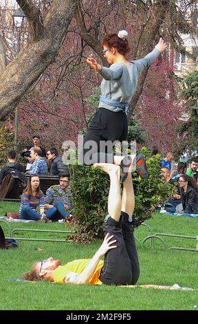 Junge Menschen in einem Park von Sofia | Jeune gens dans un Parc de Sofia 22/01/2018 Stockfoto