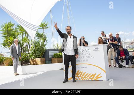 Cédric HERROU besucht die „Libre“-Fotokonferenz während des 71.. Jährlichen Filmfestivals in Cannes im Palais des Festivals | Cédric HERROU assiste au Photocall de „Libre“ lors du 71ème Festival de Cannes au Palais des Festivals. 18/05/2018 Stockfoto