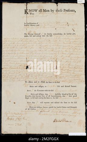 Deed of property in Harwcih sold to Benjamin Small by Elisha Doane of Harwich ,. Stanley Smith Deed Collection Stock Photo