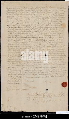 Deed of property in Harwich sold to John Gould by William Knowles of Harwich ,. Stanley Smith Deed Collection Stock Photo