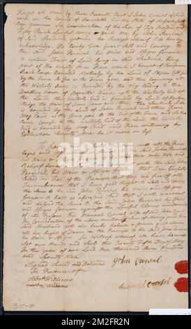 Deed of property in Sandwich sold to John Parsivell by John Crowel of Sandwich ,. Stanley Smith Deed Collection Stock Photo