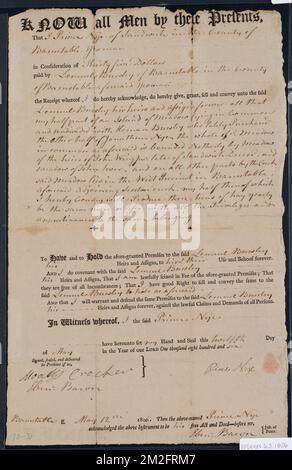 Deed of property in Sandwich sold to Lemuel Bursley by Prince Nye of Sandwich ,. Stanley Smith Deed Collection Stock Photo