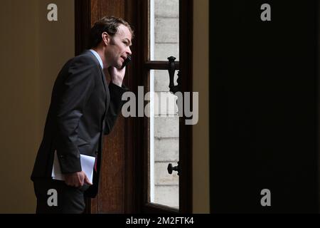 Der Sprecher des Königspalastes Francis Sobry wurde auf einem Treffen zwischen dem belgischen König und dem Präsidenten Ruandas am Dienstag, den 05. Juni 2018, im Königspalast in Brüssel fotografiert. BELGA-FOTOPOOL FREDERIC SIERAKOWSKI Stockfoto