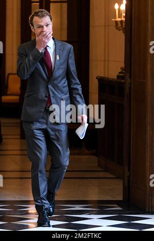 Der Sprecher des Königspalastes Francis Sobry wurde auf einem Treffen zwischen dem belgischen König und dem Präsidenten Ruandas am Dienstag, den 05. Juni 2018, im Königspalast in Brüssel fotografiert. BELGA-FOTOPOOL FREDERIC SIERAKOWSKI Stockfoto