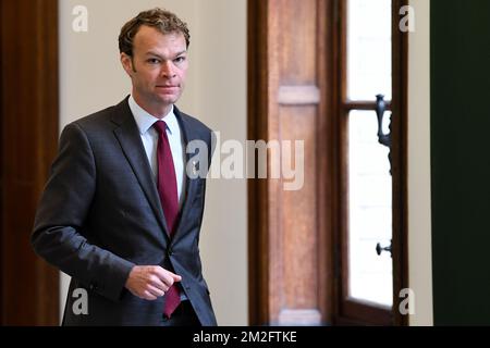 Der Sprecher des Königspalastes Francis Sobry wurde auf einem Treffen zwischen dem belgischen König und dem Präsidenten Ruandas am Dienstag, den 05. Juni 2018, im Königspalast in Brüssel fotografiert. BELGA-FOTOPOOL FREDERIC SIERAKOWSKI Stockfoto