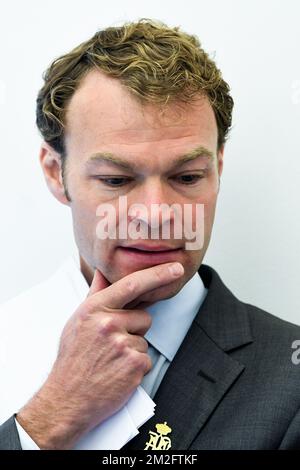 Der Sprecher des Königspalastes Francis Sobry wurde auf einem Treffen zwischen dem belgischen König und dem Präsidenten Ruandas am Dienstag, den 05. Juni 2018, im Königspalast in Brüssel fotografiert. BELGA-FOTOPOOL FREDERIC SIERAKOWSKI Stockfoto