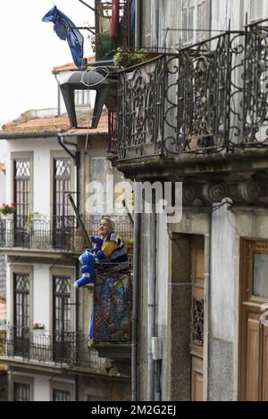Die schöne Stadt Porto, Fassade und Balkon im historischen Zentrum von Ribeira | La ville de Porto Fassade und Balkons dans le quartier Histororique de Ribeira 12/06/2018 Stockfoto