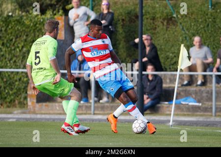 Wesley Moraes des Clubs kämpft um den Ball während eines freundlichen Spiels, dem ersten der neuen Saison 2018-2019 für Club Brügge, zwischen KFC Heist und Club Brügge, in Heist-Aan-Zee, Freitag, den 22. Juni 2018. BELGA FOTO KURT DESPLENTER Stockfoto