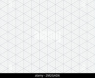 Isometrisches Gitter mit nahtlosem Muster. Skizzieren Sie den Hintergrund der isometrischen Diagrammvorlage. Hexagon und Dreiecke Linien nahtlose Textur. Vektorgrafik ein Stock Vektor