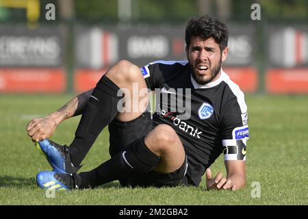 Genks Alejandro Pozuelo wurde während eines Freundschaftsspiels, dem ersten der neuen Saison 2018-2019 für KRC Genk, gegen Bregel Sport, in Genk, Mittwoch, den 27. Juni 2018, gezeigt. BELGA FOTO YORICK JANSENS Stockfoto