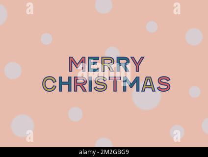 Frohe Weihnachten in auffälligen Buchstaben in den 2023 Farben. Vintage-Weihnachtsgrußkarte. Horizontaler Hintergrund. Hübsches Bannerdesign. Stockfoto