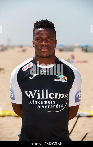 Oostende's goalkeeper Fabrice Ondoa poses for photographer at the 2018-2019 season photo shoot of Belgian first league soccer team KV Oostende, Thursday 28 June 2018 in Oostende. BELGA PHOTO KURT DESPLENTER Stock Photo