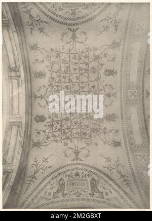 Detail of marble mosaic ceiling in entrance hall. , Public libraries, Ceilings, Mosaics, Boston Public Library Stock Photo