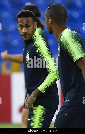 Brasiliens Neymar wurde am Donnerstag, den 05. Juli 2018, während eines Trainings der brasilianischen Nationalmannschaft in Kazan, Russland, gezeigt. Morgen treffen sie die belgische Nationalmannschaft, die Red Devils, im Viertelfinale der FIFA-Weltmeisterschaft 2018. BELGA FOTO LAURIE DIEFFEMBACQ Stockfoto