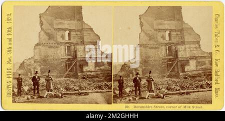 Devonshire Street, corner of Milk Street , Fires, Great Fire, Boston, Mass., 1872 Stock Photo