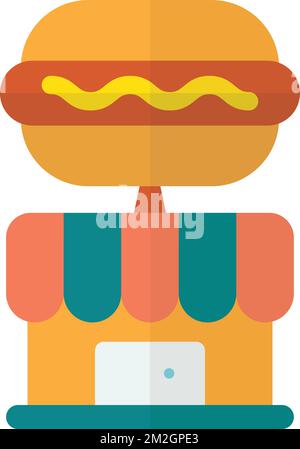 hamburger shop building illustration in minimal style isolated on background Stock Vector