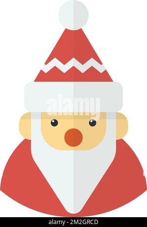 Santa Claus Gesichtsdarstellung in minimalem Stil isoliert auf Hintergrund Stock Vektor