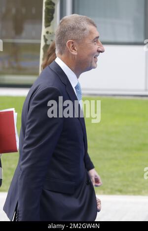 Der tschechische Ministerpräsident Andrej Babis wurde am zweiten Tag des Gipfels der Militärallianz der NATO (Nordatlantikvertragsorganisation) am Donnerstag, den 12. Juli 2018 in Brüssel vorgestellt. BELGA-FOTOPOOL PABLO GARRIGOS CUCARELLA Stockfoto