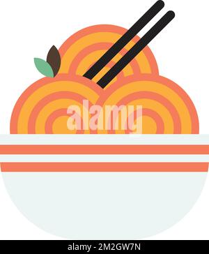 noodles and chopsticks illustration in minimal style isolated on background Stock Vector