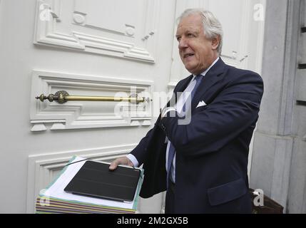 Der Rentenminister Daniel Bacquelaine kommt am Freitag, den 13. Juli 2018, zu einer Tagung des ministerrates der Bundesregierung in Brüssel. BELGA FOTO NICOLAS MAETERLINCK Stockfoto