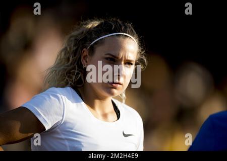 Die niederländische Laura De Witte fotografierte vor der 39.. Ausgabe des Leichtathletiktreffens „Nacht van de Atletiek (EA Classic Meeting)“ am Samstag, den 21. Juli 2018 in Heusden-Zolder. BELGA FOTO JASPER JACOBS Stockfoto