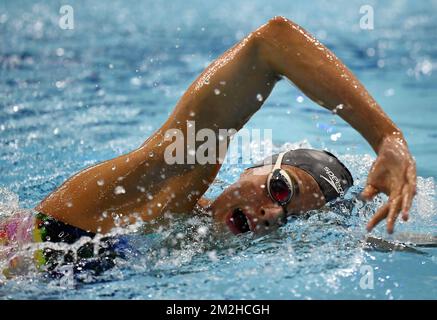 Belgischer Valentine Dumont, das während eines Trainings der belgischen Schwimmer vor der Europameisterschaft am Dienstag, den 31. Juli 2018 in Glasgow, Schottland, abgebildet wurde. Vom 03. Bis 12. August finden in Glasgow Europameisterschaften verschiedener Sportarten, einschließlich Schwimmsport, statt. BELGA FOTO ERIC LALMAND Stockfoto