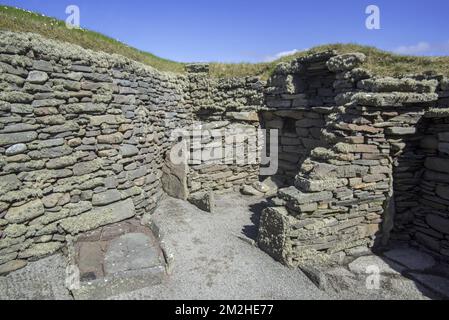 Chamber at Jarlshof, archaeological site showing 2500 BC prehistoric and Norse settlements at Sumburgh Head, Shetland Islands, Scotland, UK | Jarlshof, site archéologique à Sumburgh Head, Shetland, Ecosse 13/06/2018 Stock Photo