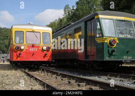 Zug der Fyfties auf der Eisenbahn | Chemin de fer du Bocq avec des trains des annes cinquante 05/08/2018 Stockfoto