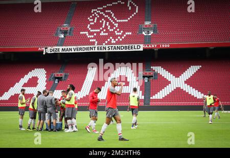 Das Ajax' Johan Cruyff Arena Stadion wurde während eines Trainings der belgischen Fußballmannschaft Standard de Liege am Montag, den 13. August 2018 in Amsterdam, Niederlande, gezeigt. Das Team bereitet sich auf die Rückkehr der dritten Qualifikationsrunde der UEFA Champions League gegen den niederländischen Verein AFC Ajax vor. BELGA PHOTO VIRGINIE LEFOUR Stockfoto