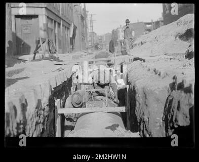 Distribution Department, Low Service Pipe Lines?, Section 46?, Park Street area?, Chelsea, Mass., ca. 1919 , waterworks, pipes conduits, construction sites Stock Photo