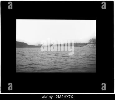 Distribution Department, Low Service Spot Pond Reservoir, after improvement, Stoneham, Mass., ca. 1900 , waterworks, reservoirs water distribution structures, general views Stock Photo