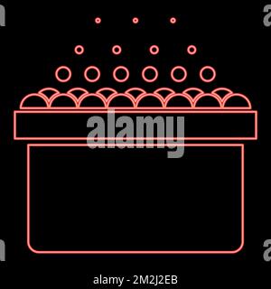 Neon-Whirlpool, Whirlpool, Whirlpool, Badewanne mit Schaumstoffblasen, Bad, Bad, Whirlpool, rot, Vektorbild, flaches Licht Stock Vektor