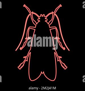 Neonkleidung Motte Kleidung Motte Fliege Insekte Pest rote Farbe Vektor Abbildung flaches Licht Stock Vektor