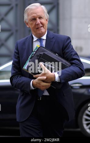 Der Rentenminister Daniel Bacquelaine kommt am Freitag, den 31. August 2018, zu einer Tagung des ministerrates der Bundesregierung in Brüssel. BELGA FOTO ERIC LALMAND Stockfoto