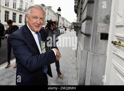 Der Rentenminister Daniel Bacquelaine kommt am Freitag, den 31. August 2018, zu einer Tagung des ministerrates der Bundesregierung in Brüssel. BELGA FOTO ERIC LALMAND Stockfoto