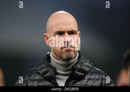 Dateifoto vom 13.-11-2022 von Manchester United Manager Erik Ten Hag, der nicht weiß, wann Jadon Sancho wieder mit Manchester United in Aktion treten wird. Ausgabedatum: Mittwoch, 14. Dezember 2022. Stockfoto