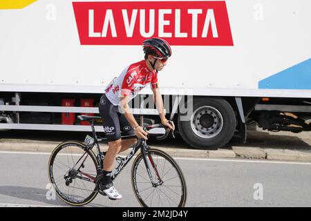 Belgian Bjorg Lambrecht of Lotto Soudal pictured at the 11th stage of the 'Vuelta a Espana', Tour of Spain cycling race, 207,8 km from Mombuey to Ribeira Sacra, Spain, Wednesday 05 September 2018. BELGA PHOTO YUZURU SUNADA FRANCE OUT Stock Photo