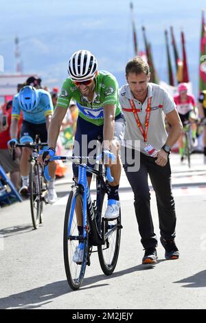 Spanish Alejandro Valverde of Movistar Team pictured at the 13th stage of the 'Vuelta a Espana', Tour of Spain cycling race, 181,1km from Candas, Carreno to Valle de Sabero, La Camperona, Spain, Friday 07 September 2018. BELGA PHOTO YUZURU SUNADA FRANCE OUT Stock Photo